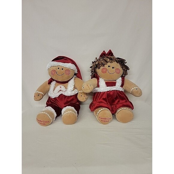Dan Dee Collectors Choice Candy Cane Gingerbread Boy & Girl Plush 17